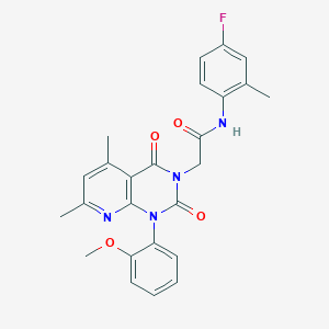 molecular formula C25H23FN4O4 B4774002 N-(4-fluoro-2-methylphenyl)-2-[1-(2-methoxyphenyl)-5,7-dimethyl-2,4-dioxo-1,4-dihydropyrido[2,3-d]pyrimidin-3(2H)-yl]acetamide 
