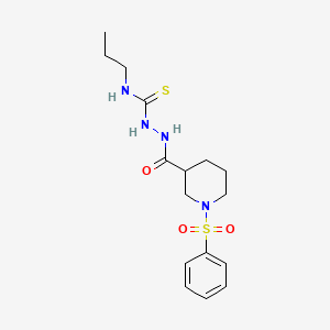 molecular formula C16H24N4O3S2 B4774053 2-{[1-(phenylsulfonyl)-3-piperidinyl]carbonyl}-N-propylhydrazinecarbothioamide 