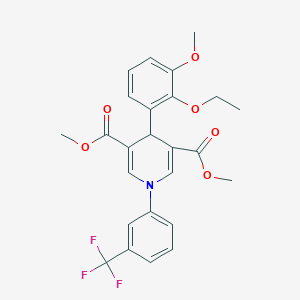 molecular formula C25H24F3NO6 B4774078 dimethyl 4-(2-ethoxy-3-methoxyphenyl)-1-[3-(trifluoromethyl)phenyl]-1,4-dihydro-3,5-pyridinedicarboxylate 