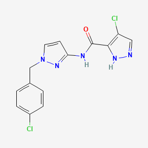 molecular formula C14H11Cl2N5O B4774092 4-chloro-N-[1-(4-chlorobenzyl)-1H-pyrazol-3-yl]-1H-pyrazole-3-carboxamide 