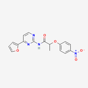 molecular formula C17H14N4O5 B4774109 N-[4-(2-furyl)-2-pyrimidinyl]-2-(4-nitrophenoxy)propanamide 
