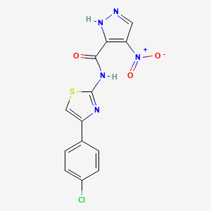 molecular formula C13H8ClN5O3S B4774135 N-[4-(4-chlorophenyl)-1,3-thiazol-2-yl]-4-nitro-1H-pyrazole-3-carboxamide 