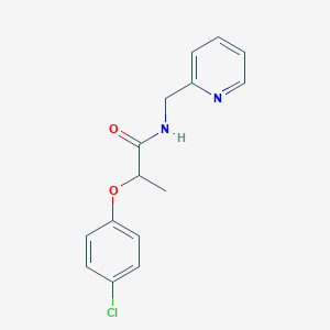 molecular formula C15H15ClN2O2 B4774158 2-(4-chlorophenoxy)-N-(2-pyridinylmethyl)propanamide 