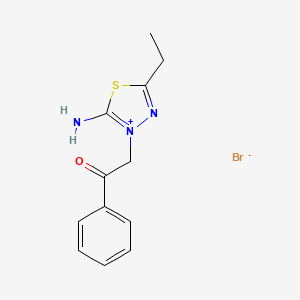 molecular formula C12H14BrN3OS B4774177 2-amino-5-ethyl-3-(2-oxo-2-phenylethyl)-1,3,4-thiadiazol-3-ium bromide 