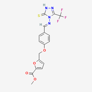 molecular formula C17H13F3N4O4S B4774199 methyl 5-{[4-({[3-mercapto-5-(trifluoromethyl)-4H-1,2,4-triazol-4-yl]imino}methyl)phenoxy]methyl}-2-furoate 