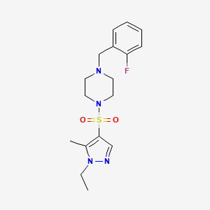 molecular formula C17H23FN4O2S B4774208 1-[(1-ethyl-5-methyl-1H-pyrazol-4-yl)sulfonyl]-4-(2-fluorobenzyl)piperazine 