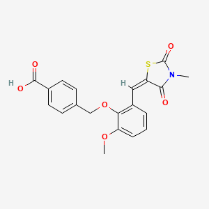 molecular formula C20H17NO6S B4774215 4-({2-methoxy-6-[(3-methyl-2,4-dioxo-1,3-thiazolidin-5-ylidene)methyl]phenoxy}methyl)benzoic acid 