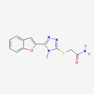 molecular formula C13H12N4O2S B4774225 2-{[5-(1-benzofuran-2-yl)-4-methyl-4H-1,2,4-triazol-3-yl]thio}acetamide 