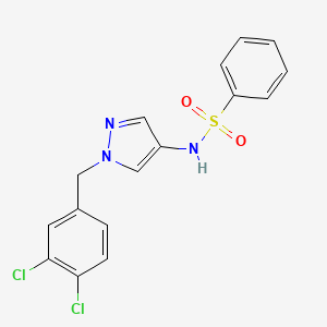 molecular formula C16H13Cl2N3O2S B4774237 N-[1-(3,4-dichlorobenzyl)-1H-pyrazol-4-yl]benzenesulfonamide 