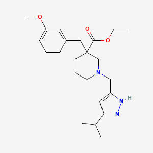 molecular formula C23H33N3O3 B4774245 ethyl 1-[(5-isopropyl-1H-pyrazol-3-yl)methyl]-3-(3-methoxybenzyl)-3-piperidinecarboxylate 