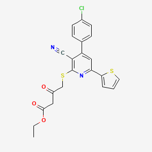 molecular formula C22H17ClN2O3S2 B4774303 ethyl 4-{[4-(4-chlorophenyl)-3-cyano-6-(2-thienyl)pyridin-2-yl]thio}-3-oxobutanoate 