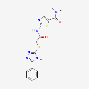 molecular formula C18H20N6O2S2 B4774311 N,N,4-trimethyl-2-({[(4-methyl-5-phenyl-4H-1,2,4-triazol-3-yl)thio]acetyl}amino)-1,3-thiazole-5-carboxamide 