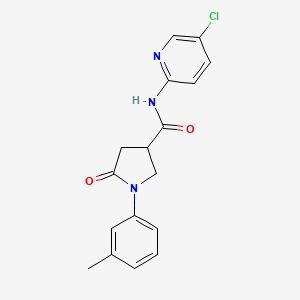molecular formula C17H16ClN3O2 B4774332 N-(5-chloro-2-pyridinyl)-1-(3-methylphenyl)-5-oxo-3-pyrrolidinecarboxamide 