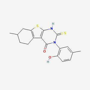 molecular formula C18H18N2O2S2 B4774342 3-(2-hydroxy-5-methylphenyl)-2-mercapto-7-methyl-5,6,7,8-tetrahydro[1]benzothieno[2,3-d]pyrimidin-4(3H)-one 