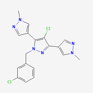 molecular formula C18H16Cl2N6 B4774343 4'-chloro-1'-(3-chlorobenzyl)-1,1''-dimethyl-1H,1'H,1''H-4,3':5',4''-terpyrazole 