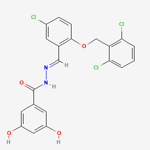 molecular formula C21H15Cl3N2O4 B4774348 N'-{5-chloro-2-[(2,6-dichlorobenzyl)oxy]benzylidene}-3,5-dihydroxybenzohydrazide 