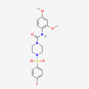 molecular formula C19H22FN3O5S B4774356 N-(2,4-dimethoxyphenyl)-4-[(4-fluorophenyl)sulfonyl]-1-piperazinecarboxamide 