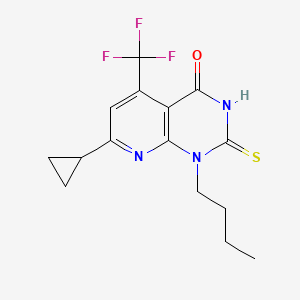 molecular formula C15H16F3N3OS B4774405 1-butyl-7-cyclopropyl-2-mercapto-5-(trifluoromethyl)pyrido[2,3-d]pyrimidin-4(1H)-one 