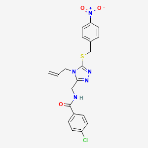 molecular formula C20H18ClN5O3S B4774470 N-({4-allyl-5-[(4-nitrobenzyl)thio]-4H-1,2,4-triazol-3-yl}methyl)-4-chlorobenzamide 