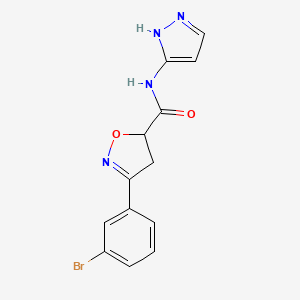 molecular formula C13H11BrN4O2 B4774478 3-(3-bromophenyl)-N-1H-pyrazol-3-yl-4,5-dihydro-5-isoxazolecarboxamide 