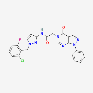 molecular formula C23H17ClFN7O2 B4774493 N-[1-(2-chloro-6-fluorobenzyl)-1H-pyrazol-3-yl]-2-(4-oxo-1-phenyl-1,4-dihydro-5H-pyrazolo[3,4-d]pyrimidin-5-yl)acetamide 