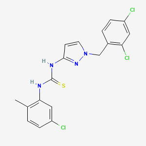 molecular formula C18H15Cl3N4S B4774500 N-(5-chloro-2-methylphenyl)-N'-[1-(2,4-dichlorobenzyl)-1H-pyrazol-3-yl]thiourea 