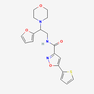 molecular formula C18H19N3O4S B4774508 N-[2-(2-furyl)-2-(4-morpholinyl)ethyl]-5-(2-thienyl)-3-isoxazolecarboxamide 
