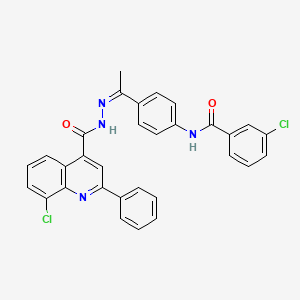 3-chloro-N-(4-{N-[(8-chloro-2-phenyl-4-quinolinyl)carbonyl]ethanehydrazonoyl}phenyl)benzamide
