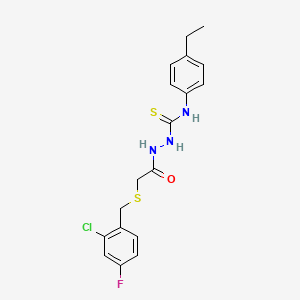molecular formula C18H19ClFN3OS2 B4774615 2-{[(2-chloro-4-fluorobenzyl)thio]acetyl}-N-(4-ethylphenyl)hydrazinecarbothioamide 