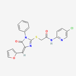 molecular formula C21H15ClN4O3S B4774625 N-(5-chloro-2-pyridinyl)-2-{[4-(2-furylmethylene)-5-oxo-1-phenyl-4,5-dihydro-1H-imidazol-2-yl]thio}acetamide 