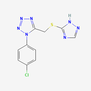 molecular formula C10H8ClN7S B4774626 1-(4-chlorophenyl)-5-[(1H-1,2,4-triazol-3-ylthio)methyl]-1H-tetrazole 