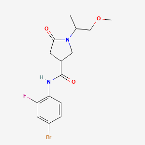 molecular formula C15H18BrFN2O3 B4774645 N-(4-bromo-2-fluorophenyl)-1-(2-methoxy-1-methylethyl)-5-oxo-3-pyrrolidinecarboxamide 