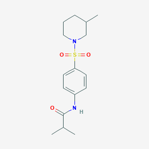 molecular formula C16H24N2O3S B4774658 2-methyl-N-{4-[(3-methyl-1-piperidinyl)sulfonyl]phenyl}propanamide 