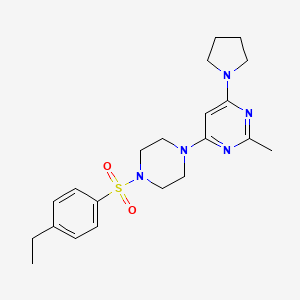 molecular formula C21H29N5O2S B4774726 4-{4-[(4-ethylphenyl)sulfonyl]-1-piperazinyl}-2-methyl-6-(1-pyrrolidinyl)pyrimidine 