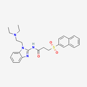 molecular formula C26H30N4O3S B4774731 N-{1-[2-(diethylamino)ethyl]-1H-benzimidazol-2-yl}-3-(2-naphthylsulfonyl)propanamide 