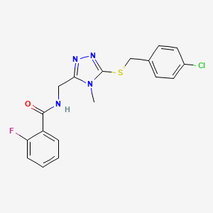 molecular formula C18H16ClFN4OS B4774782 N-({5-[(4-chlorobenzyl)thio]-4-methyl-4H-1,2,4-triazol-3-yl}methyl)-2-fluorobenzamide 