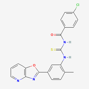 molecular formula C21H15ClN4O2S B4774784 4-chloro-N-{[(2-methyl-5-[1,3]oxazolo[4,5-b]pyridin-2-ylphenyl)amino]carbonothioyl}benzamide 