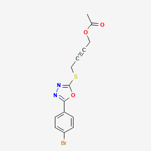 4-{[5-(4-bromophenyl)-1,3,4-oxadiazol-2-yl]thio}-2-butyn-1-yl acetate