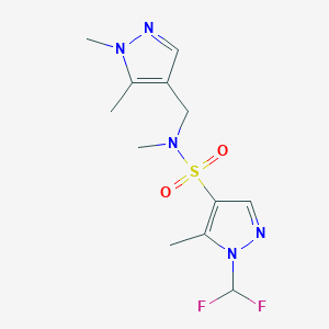 molecular formula C12H17F2N5O2S B4774827 1-(difluoromethyl)-N-[(1,5-dimethyl-1H-pyrazol-4-yl)methyl]-N,5-dimethyl-1H-pyrazole-4-sulfonamide 