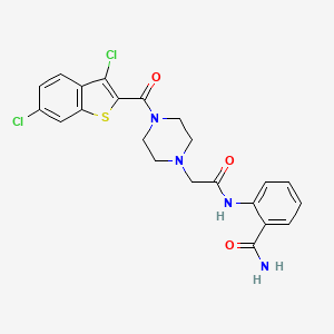 molecular formula C22H20Cl2N4O3S B4774840 2-[({4-[(3,6-dichloro-1-benzothien-2-yl)carbonyl]-1-piperazinyl}acetyl)amino]benzamide 