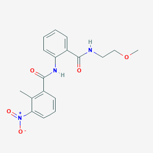 molecular formula C18H19N3O5 B4774866 N-(2-{[(2-methoxyethyl)amino]carbonyl}phenyl)-2-methyl-3-nitrobenzamide 