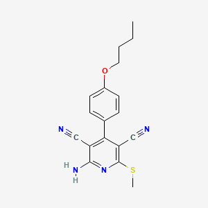 molecular formula C18H18N4OS B4774867 2-amino-4-(4-butoxyphenyl)-6-(methylthio)-3,5-pyridinedicarbonitrile 