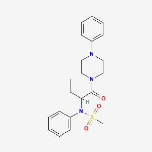 molecular formula C21H27N3O3S B4774908 N-phenyl-N-{1-[(4-phenyl-1-piperazinyl)carbonyl]propyl}methanesulfonamide 