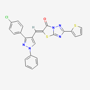 molecular formula C24H14ClN5OS2 B4774912 5-{[3-(4-chlorophenyl)-1-phenyl-1H-pyrazol-4-yl]methylene}-2-(2-thienyl)[1,3]thiazolo[3,2-b][1,2,4]triazol-6(5H)-one 