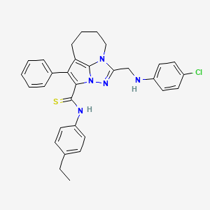 1-{[(4-chlorophenyl)amino]methyl}-N-(4-ethylphenyl)-4-phenyl-5,6,7,8-tetrahydro-2,2a,8a-triazacyclopenta[cd]azulene-3-carbothioamide
