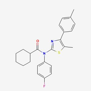 molecular formula C24H25FN2OS B4774944 N-(4-fluorophenyl)-N-[5-methyl-4-(4-methylphenyl)-1,3-thiazol-2-yl]cyclohexanecarboxamide 