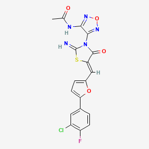 molecular formula C18H11ClFN5O4S B4774954 N-[4-(5-{[5-(3-chloro-4-fluorophenyl)-2-furyl]methylene}-2-imino-4-oxo-1,3-thiazolidin-3-yl)-1,2,5-oxadiazol-3-yl]acetamide 