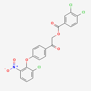 molecular formula C21H12Cl3NO6 B4774970 2-[4-(2-chloro-6-nitrophenoxy)phenyl]-2-oxoethyl 3,4-dichlorobenzoate CAS No. 5721-79-9