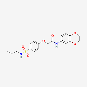 molecular formula C19H22N2O6S B4774992 N-(2,3-dihydro-1,4-benzodioxin-6-yl)-2-{4-[(propylamino)sulfonyl]phenoxy}acetamide 