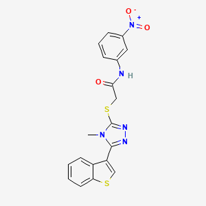molecular formula C19H15N5O3S2 B4775003 2-{[5-(1-benzothien-3-yl)-4-methyl-4H-1,2,4-triazol-3-yl]thio}-N-(3-nitrophenyl)acetamide 
